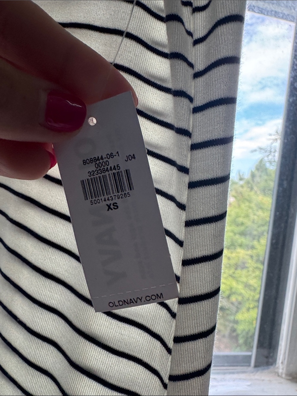 Old Navy Black & White Striped Short Sleeve A-Line Dress - Picture 2 of 3